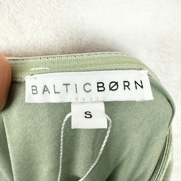 Baltic Born Kourtney Velvet One Shoulder Midi Dress Sage Size Small NEW Stretch - Picture 7 of 9